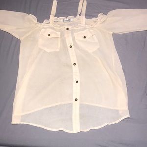 Cream Papaya Off The Shoulder Shirt , S